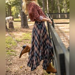 NATURAL LIFE Plaid Midi Skirt/dress